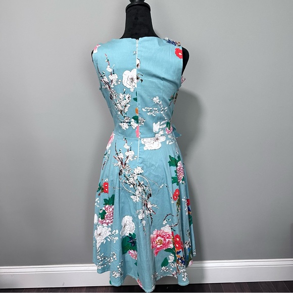 Aranee Blue Floral 50s Vintage Style Dress - Picture 7 of 7